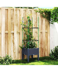 Jardinière avec treillis bleu gris 40x40x142,5 cm PP | Mobilier & Déco