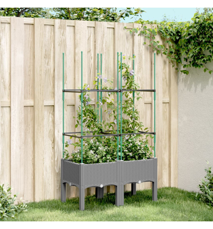 Jardinière avec treillis gris clair 80x40x142,5 cm PP | Mobilier & Déco