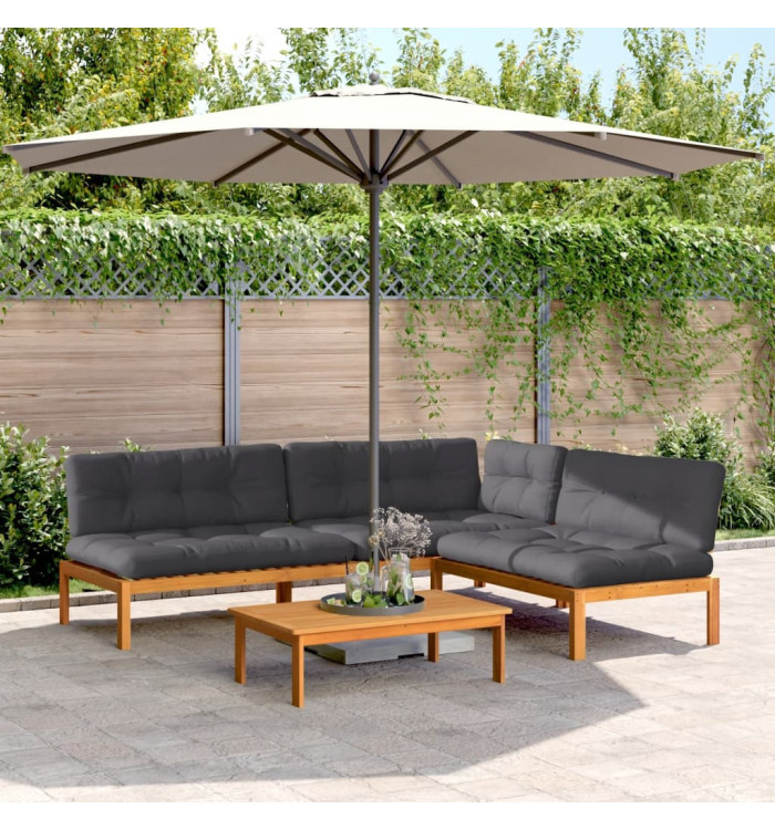 Salon palette de jardin avec coussins 4pcs bois d'acacia massif | Mobilier & Déco