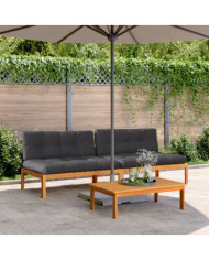 Canapés centraux palette de jardin et coussins 2pcs bois acacia | Mobilier & Déco