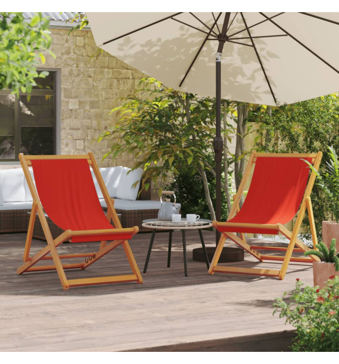 Chaises de plage pliables lot de 2 rouge tissu | Mobilier & Déco