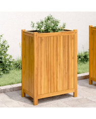 Jardinière avec doublure 31x31x75 cm bois massif d'acacia | Mobilier & Déco