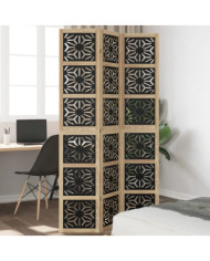 Cloison de séparation 3 panneaux marron noir paulownia massif | Mobilier & Déco