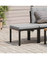 Tabouret de jardin avec coussin noir acier enduit de poudre | Mobilier & Déco