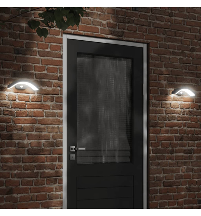 Appliques murales LED d'extérieur avec capteurs 2 pcs noir | Mobilier & Déco
