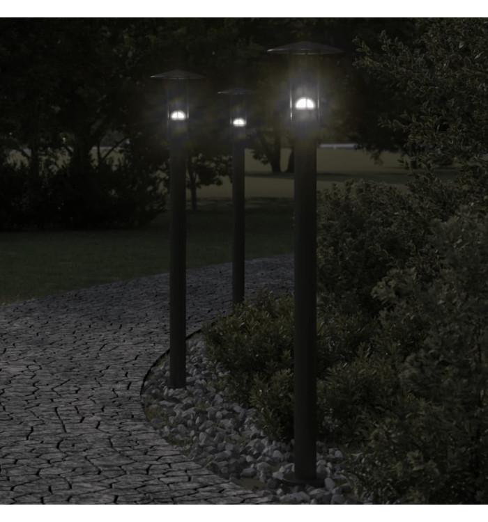 Lampadaires d'extérieur 3 pcs noir 100 cm acier inoxydable | Mobilier & Déco