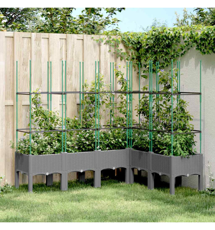 Jardinière avec treillis gris clair 160x120x142,5 cm PP | Mobilier & Déco