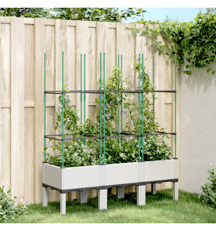 Jardinière avec treillis blanc 120x40x142,5 cm PP | Mobilier & Déco