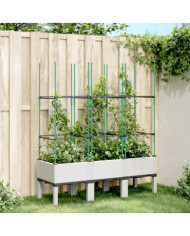 Jardinière avec treillis blanc 120x40x142,5 cm PP | Mobilier & Déco
