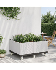 Jardinière à roulettes blanc 100x80x54 cm PP | Mobilier & Déco
