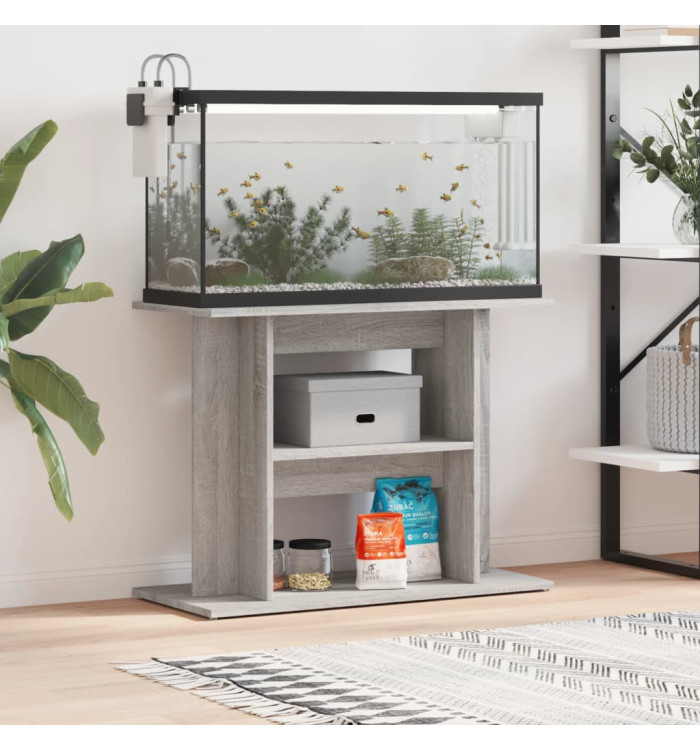 Support pour aquarium sonoma gris 80x35x60 cm bois d'ingénierie | Mobilier & Déco