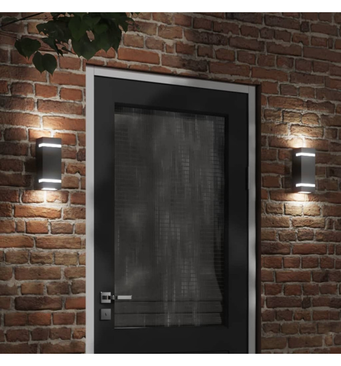 Appliques murales d'extérieur 2 pcs noir acier inoxydable | Mobilier & Déco