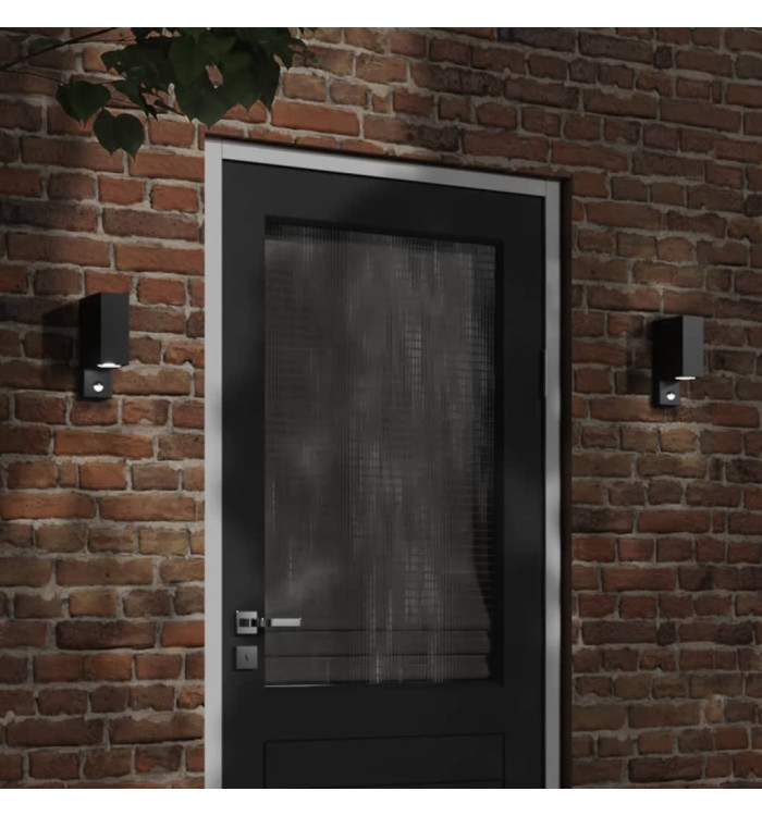 Appliques murales d'extérieur avec capteurs 2 pcs noir | Mobilier & Déco