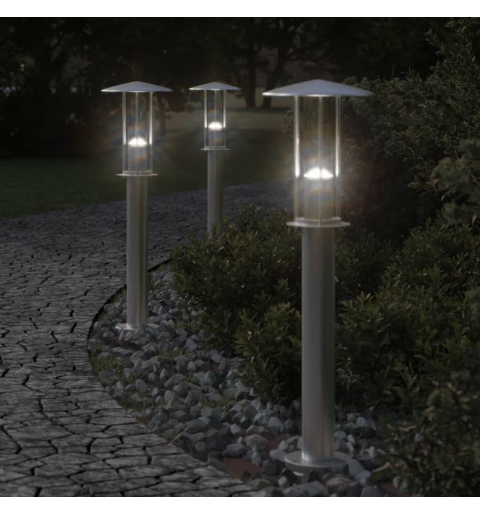 Lampadaire d'extérieur argenté 60 cm acier inoxydable | Mobilier & Déco