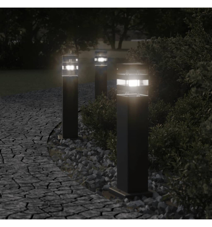 Lampadaires d'extérieur 3 pcs noir 50 cm aluminium | Mobilier & Déco