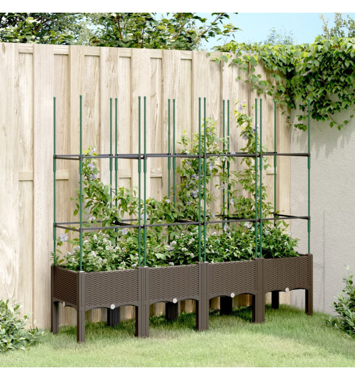 Jardinière avec treillis marron 160x40x142,5 cm PP | Mobilier & Déco