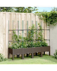 Jardinière avec treillis marron 160x40x142,5 cm PP | Mobilier & Déco