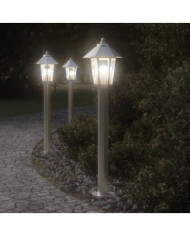 Lampadaires d'extérieur 3 pcs argenté 80 cm acier inoxydable | Mobilier & Déco