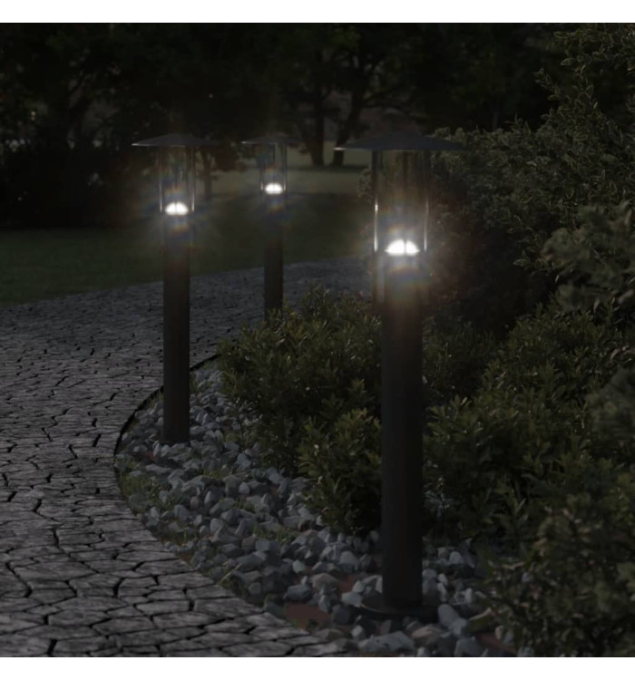 Lampadaires d'extérieur 3 pcs noir 60 cm acier inoxydable | Mobilier & Déco