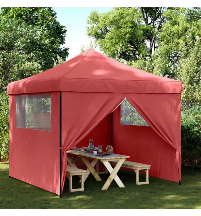 Tente de réception pliable escamotable avec 4 parois latérales | Mobilier & Déco