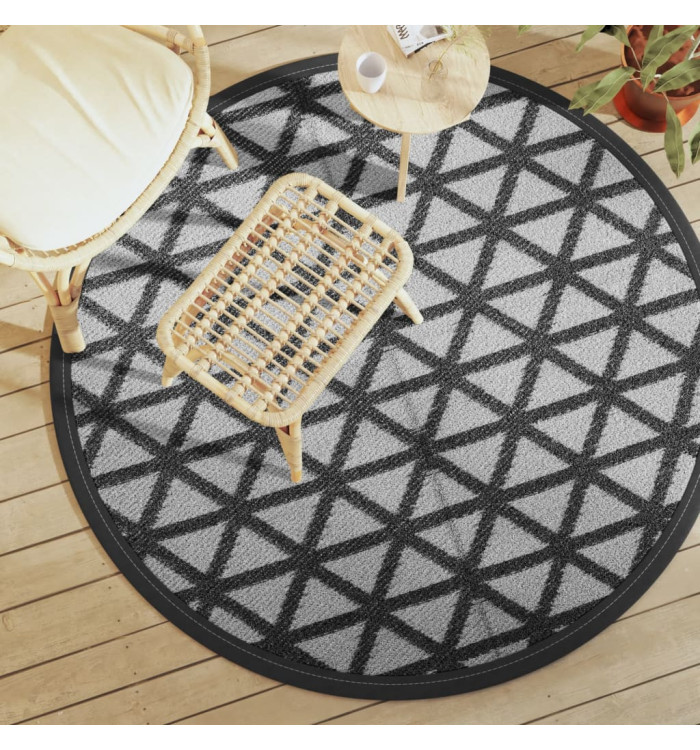 Tapis d'extérieur ARAKIL noir Ø160 cm PP | Mobilier & Déco