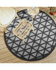 Tapis d'extérieur ARAKIL noir Ø160 cm PP | Mobilier & Déco
