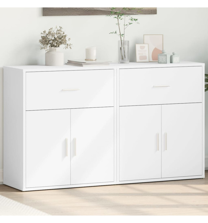 Buffets 2 pcs blanc 60x31x70 cm bois d'ingénierie | Mobilier & Déco