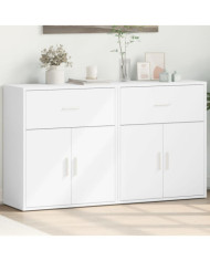 Buffets 2 pcs blanc 60x31x70 cm bois d'ingénierie | Mobilier & Déco