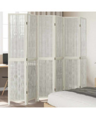 Cloison de séparation 6 panneaux blanc bois de paulownia massif | Mobilier & Déco