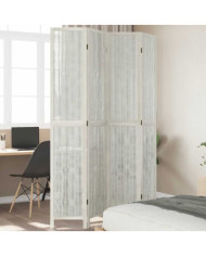 Cloison de séparation 4 panneaux blanc bois de paulownia massif | Mobilier & Déco