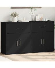 Buffets 2 pcs noir 60x31x70 cm bois d'ingénierie | Mobilier & Déco