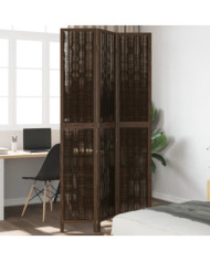 Cloison de séparation 3 panneaux marron foncé paulownia massif | Mobilier & Déco