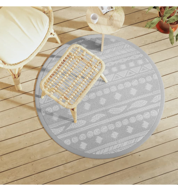 Tapis d'extérieur ARAKIL gris Ø120 cm PP | Mobilier & Déco