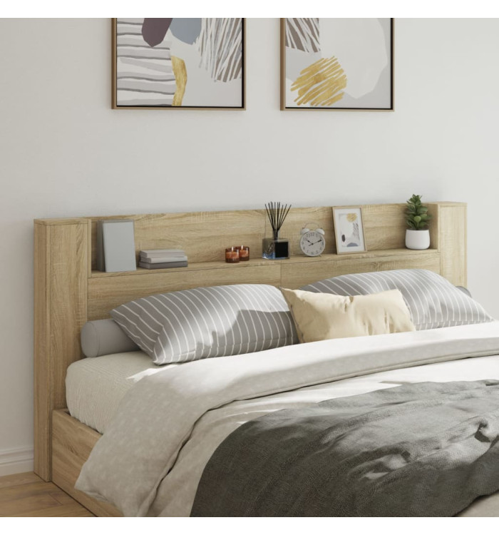 Armoire tête de lit avec LED chêne sonoma 220x16,5x103,5 cm | Mobilier & Déco