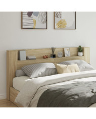 Armoire tête de lit avec LED chêne sonoma 220x16,5x103,5 cm | Mobilier & Déco