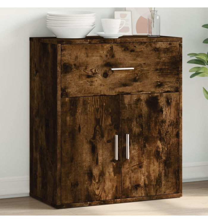 Buffet chêne fumé 60x31x70 cm bois d'ingénierie | Mobilier & Déco