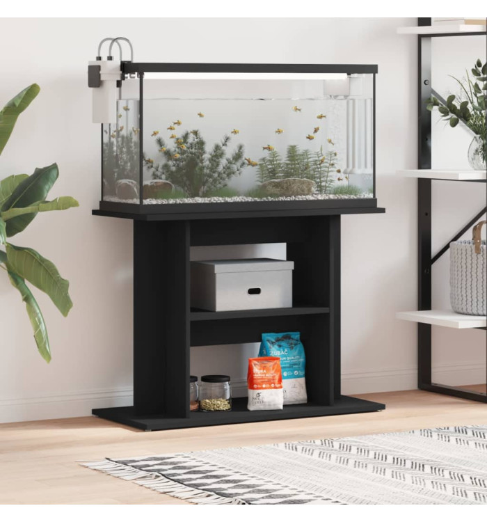 Support pour aquarium noir 80x35x60 cm bois d'ingénierie | Mobilier & Déco