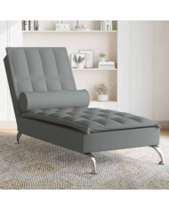Chaise longue de massage avec traversin gris foncé tissu | Mobilier & Déco