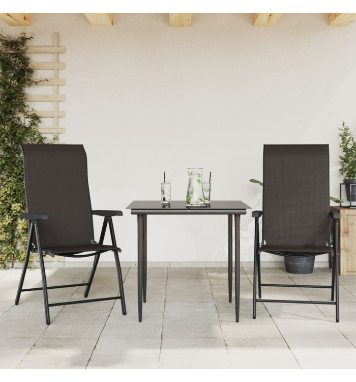 Chaises pliables jardin lot de 2 couleur café noir poly rotin | Mobilier & Déco