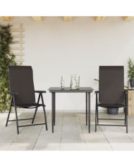 Chaises pliables jardin lot de 2 couleur café noir poly rotin | Mobilier & Déco
