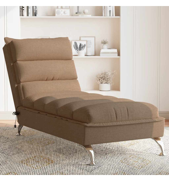 Chaise longue de massage avec coussins marron tissu | Mobilier & Déco