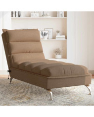 Chaise longue de massage avec coussins marron tissu | Mobilier & Déco