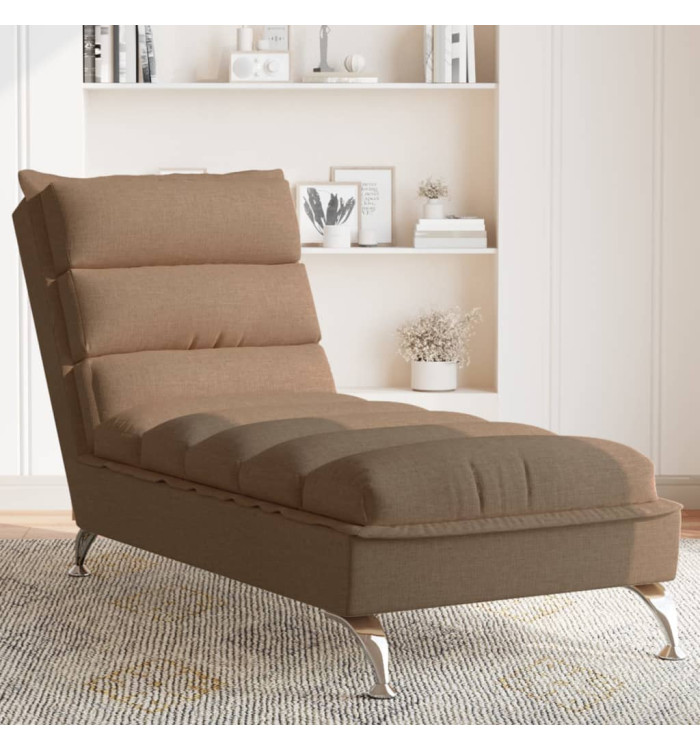 Chaise longue avec coussins marron tissu | Mobilier & Déco