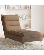 Chaise longue avec coussins marron tissu | Mobilier & Déco
