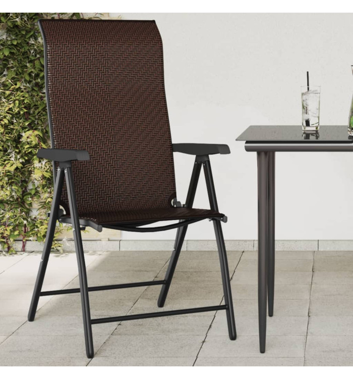 Chaises pliables de jardin lot de 4 marron résine tressée | Mobilier & Déco