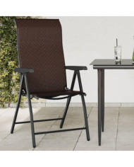 Chaises pliables de jardin lot de 4 marron résine tressée | Mobilier & Déco