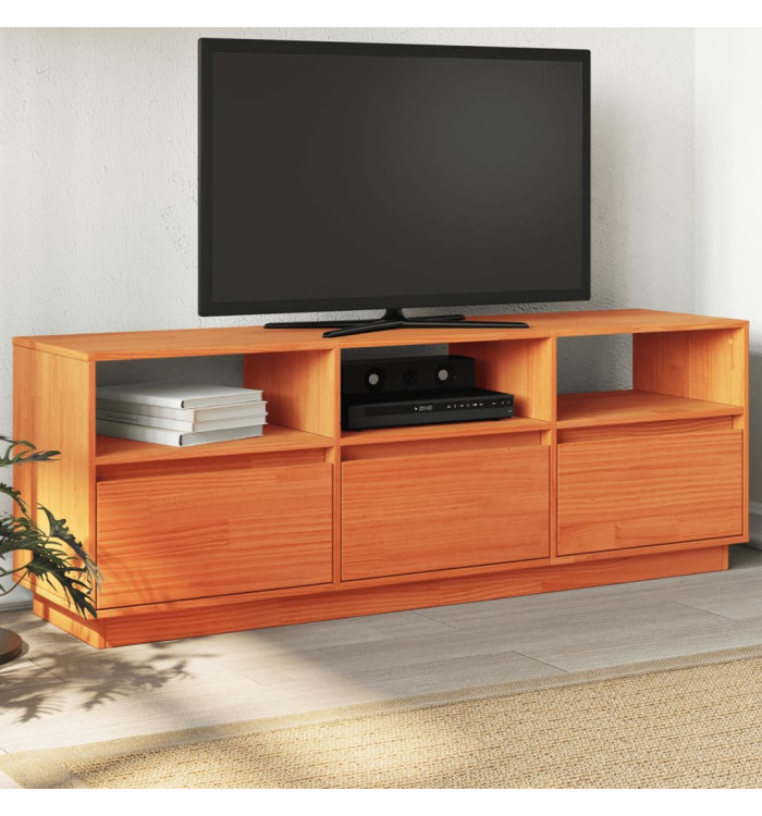 Meuble TV cire marron 140x37x50 cm bois pin massif | Mobilier & Déco