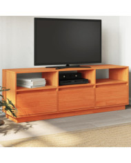 Meuble TV cire marron 140x37x50 cm bois pin massif | Mobilier & Déco