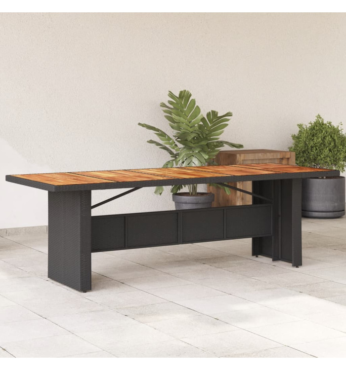 Table de jardin et dessus en bois d'acacia noir résine tressée | Mobilier & Déco