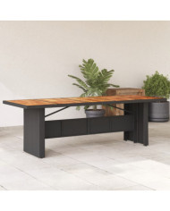 Table de jardin et dessus en bois d'acacia noir résine tressée | Mobilier & Déco